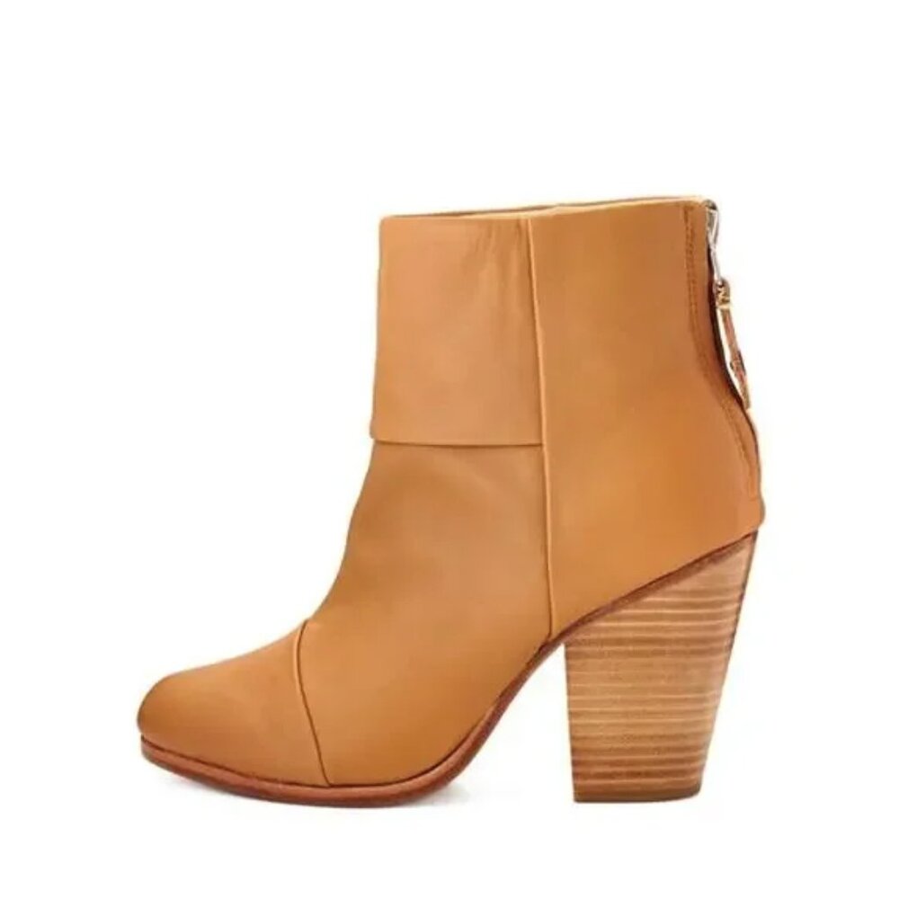Rag & Bone Newbury Tan Leather Booties 3.5” Heel Classic Ankle Boots - Picture 8 of 8